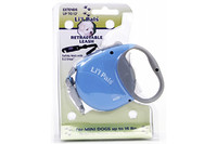 Power Walker Lit"l Pals MINI рулетка-поводок для собак, 3,6 м, до 7 кг , голубой.