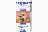 Ципровет (АВЗ) (антибиотик ципрофлоксацин) для котов и собак мелких пород 10тб