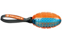 Мяч для регби с канатом "Push to mute"(резина),12см/27см, оранжев/синий