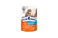 КЛУБ 4 ЛАПЫ PREMIUM влажный рацион для взрослых кошек«С лососем в желе» 100г