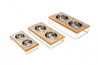 Миски на подставке Lunch Bar Natural wood + White, XS