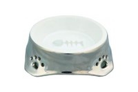 TRIXIE 24773 Миска для котов керамическая,  0,15 л 12 см,  серебро с белым