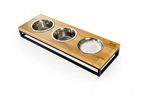 Три миски на подставке Lunch Bar Natural wood + Black, S