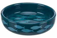 Миска для коротконосых пород кошек TRIXIE (керамика)0,3л/15cм,синий с рис.