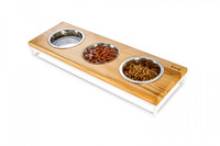 Три миски на подставке Lunch Bar Natural wood + White, S