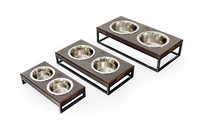 Миски на подставке Lunch Bar Brown wood + Black, XS