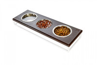 Три миски на подставке Lunch Bar Brown wood + White, S