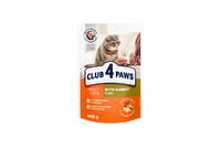 КЛУБ 4 ЛАПЫ PREMIUM влажный рацион для взрослых кошек «С кроликом в желе» 100г