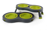 Dexas Double Elevated Feeder Миска двойная на складной подставке для собак и кошек СРЕДНЯЯ  (2,5 мерных стакана) зеленая   600мл