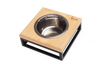 Одна миска на подставке  Natural wood + Black, S
