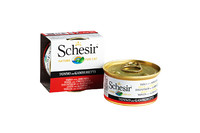Schesir Tuna Prawns ШЕЗИР ТУНЕЦ С КРЕВЕТКАМИ натуральные консервы для кошек, влажный корм тунец с креветками в желе, банка 85 г , 0.085 кг.