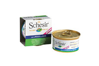 Schesir Chicken Aloe Kitten ШЕЗИР КУРИЦА С АЛОЭ натуральные консервы для котят, влажный корм филе курицы с алоэ в желе, банка 85 г , 0.085 кг.