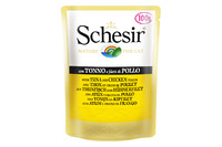 Schesir Tuna Chicken ШЕЗИР ТУНЕЦ С КУРИЦЕЙ влажный корм натуральные консервы для кошек, тунец с куриным филе в желе, пауч 100 г , 0.1 кг.