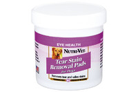 Nutri-Vet Tear Stain Removal dog НУТРИ-ВЕТ ОЧИСТКА ПЯТЕН влажные салфетки для собак, от пятен под глазами, вокруг пасти и на лапах, 90 шт.