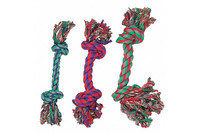 Karlie-Flamingo (КАРЛИ-ФЛАМИНГО) COTTON KNOT MINI игрушка для собак веревочная кость, 2 узла, маленькая , 14 см, мини, 3 ед.