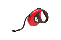 Karlie-Flamingo DogxToGo Belt ДОГ ТУ ГОУ БЕЛТ S поводок рулетка для собак до 12кг, с ручкой и кнопкой блокировки, светоотражающая лента, 5м , красный.