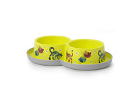 Moderna Double Trendy Dinner Friends Forever МОДЕРНА двойная миска для кошек, защита от муравьев, пластик, лимонный, дизайн Друзья Навеки, 2х350мл, d10см