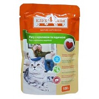 Клуб 4 лапы Рагу с кроликом и индейкой для кошек