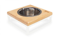 Одна миска на подставке  Natural wood + White, S