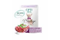 OptiMeal (Оптимил) Полнорационный консервированный корм для взрослых собак миниатюрных и малых пород с ягнятиной и шпинатом в соусе 0,085