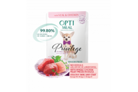 OptiMeal (Оптимил) Беззерновой полнорационный консервированный корм для взрослых собак миниатюрных и малых пород с телятиной  и куриным филе  в соусе 0,085 кг