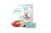 OptiMeal (Оптимил) Беззерновой полнорационный консервированный корм для щенков миниатюрных и малых пород с телятиной и куриным филе  в соусе 0,085 кг