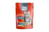 Пан Кот Рыба паучи  для взрослых кошек всех пород в сочном рыбном соусе, 100г
