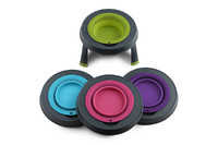 Dexas Single Elevated Feeder Миска одинарная на складной подставке для собак и кошек СРЕДНЯЯ  (2,5 мерных стакана) голубая  600мл