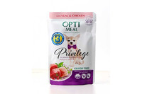 OPTIMEAL PRIVILEGE GRAIN FREE С ТЕЛЯТИНОЙ И КУРИНЫМ ФИЛЕ В СОУСЕ ДЛЯ СОБАК МАЛЫХ ПОРОД 85г